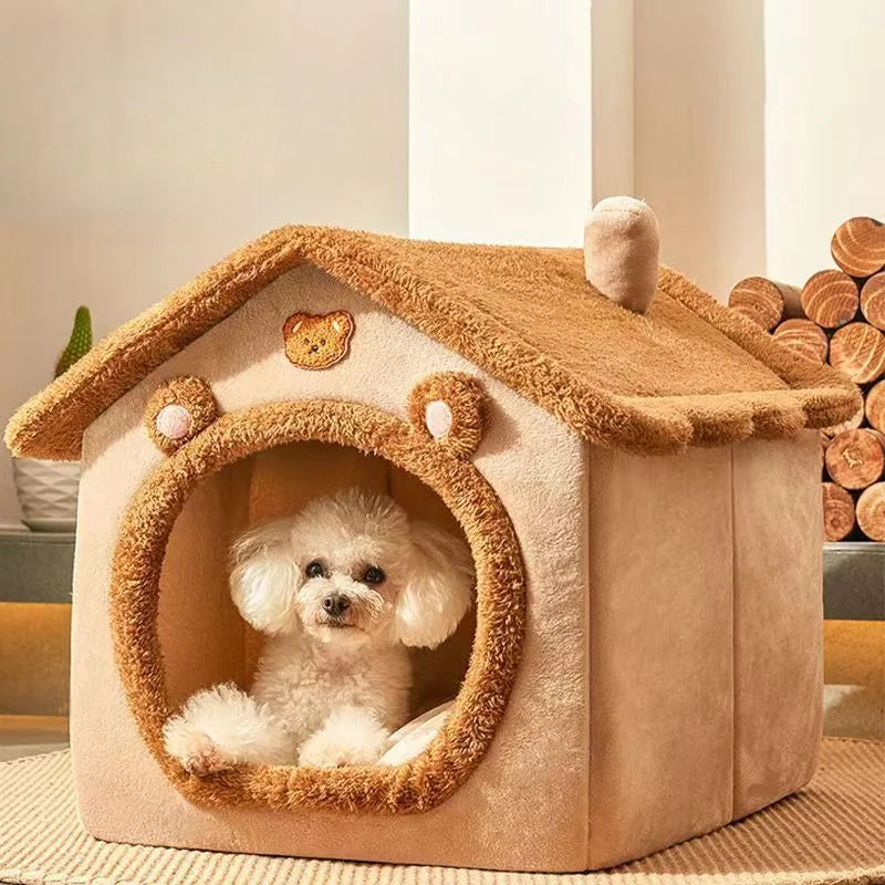 Casa para cães e gatos, quente, lavável, para todas as estações, interior, macio, removível, cama para animais de estimação, canil para animais de estimação pequenos e médios, suprimentos duráveis para animais de e