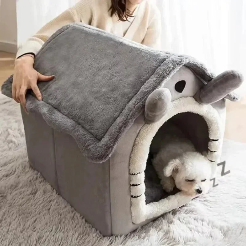 Casa para cães e gatos, quente, lavável, para todas as estações, interior, macio, removível, cama para animais de estimação, canil para animais de estimação pequenos e médios, suprimentos duráveis para animais de e