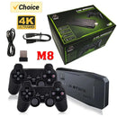 Videogame M8 console 2.4g, controle duplo sem fio, 4k, 10000 jogos, 64gb, jogos retrô.