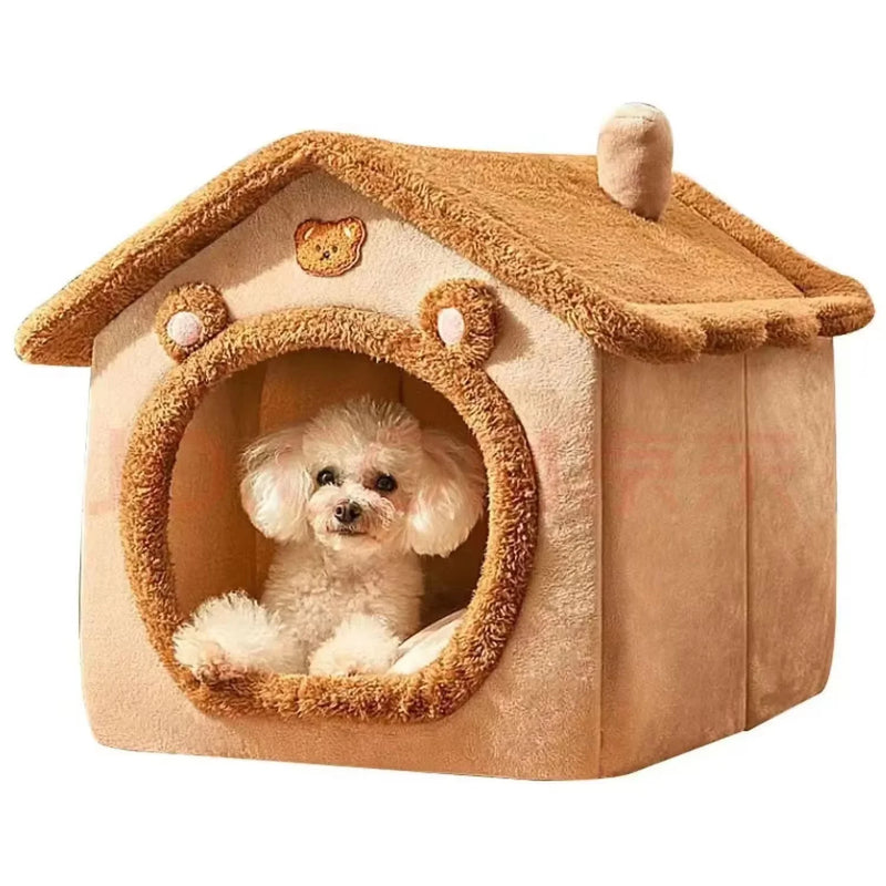 Casa para cães e gatos, quente, lavável, para todas as estações, interior, macio, removível, cama para animais de estimação, canil para animais de estimação pequenos e médios, suprimentos duráveis para animais de e